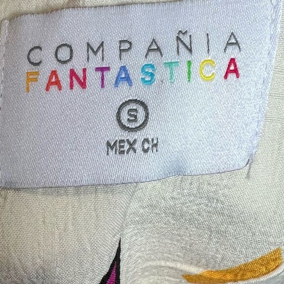 Compañía Fantástica white colorful geometric print belted maxi dress size small - Picture 6 of 7